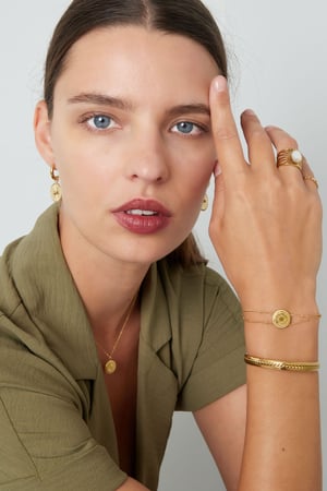 Halskette mit doppelter runder Münze – Goldfarbe - Goldfarbefarbe h5 Bild4